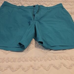 NIKE Teal Athletic Golf Shorts with Cream Waistband
